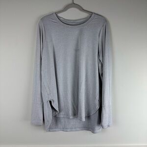 Athleta Light Gray Long Sleeve Athleisure Athletic Workout Uptempo Top Size XL